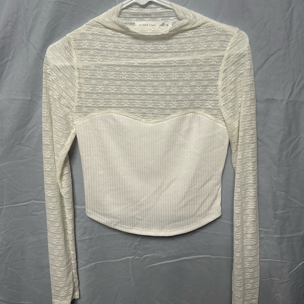 Altar'd State White Lace Crop Top